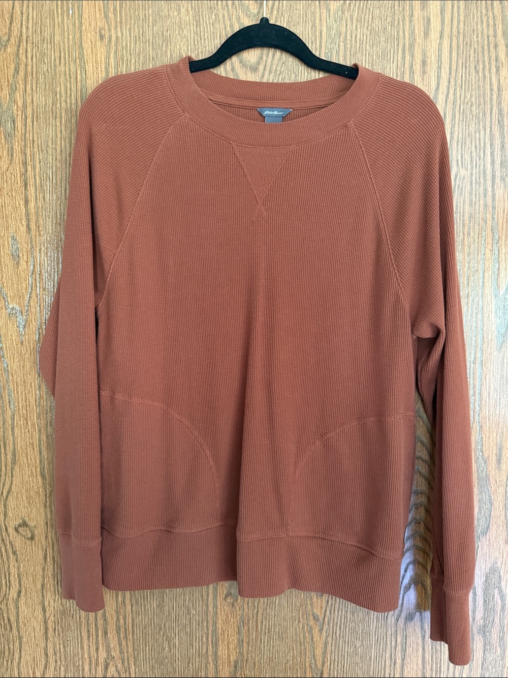 Eddie Bauer Ribbed Crewneck Sweater in Rust
